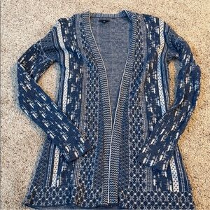 Lucky Brand Geometric Knitted Women's Long Cardigan Sweater 100% Cotton